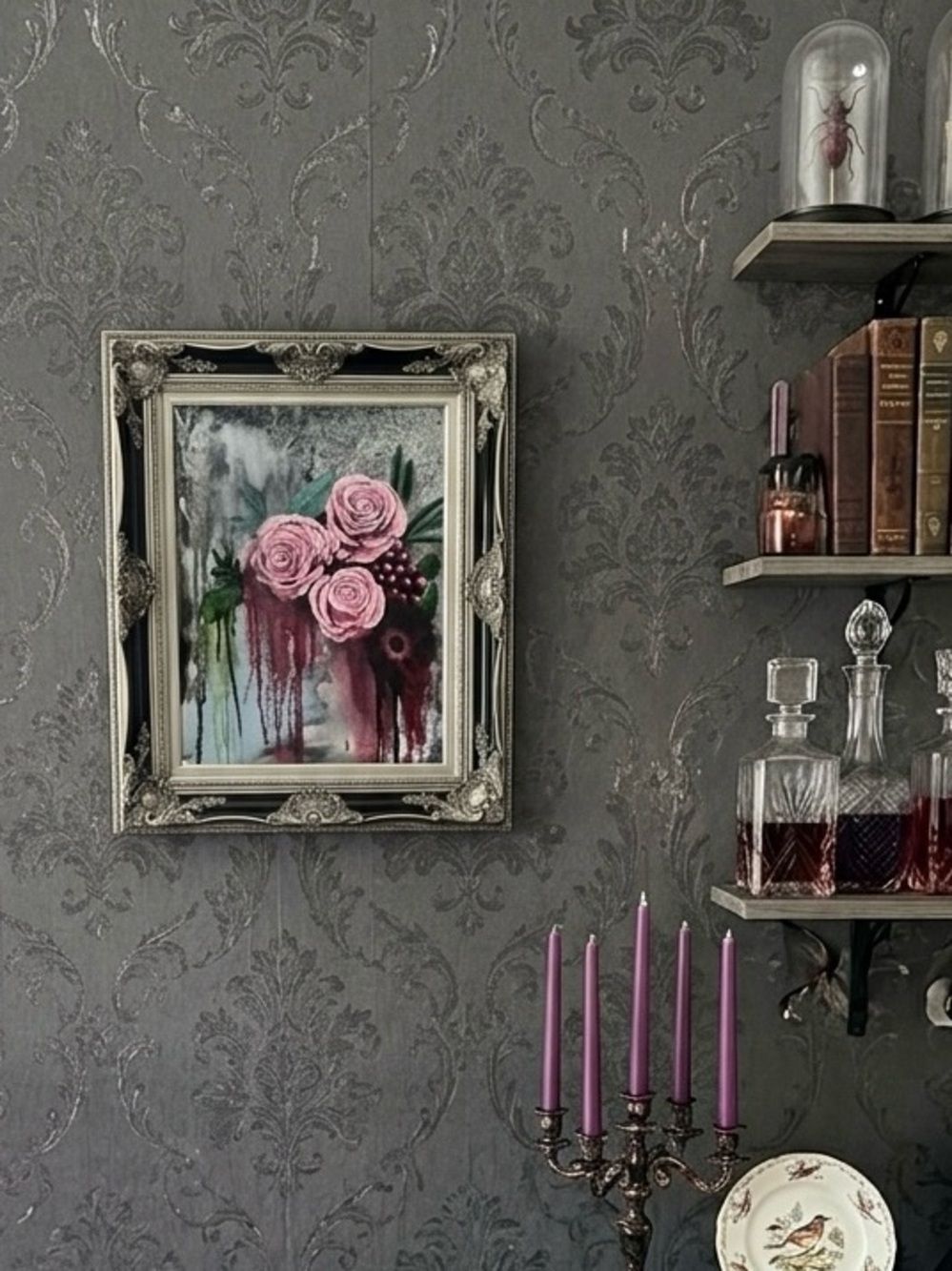 Original Oil Painting 12x16 Melancholy in Bloom | Moody Floral Gothic Home Art